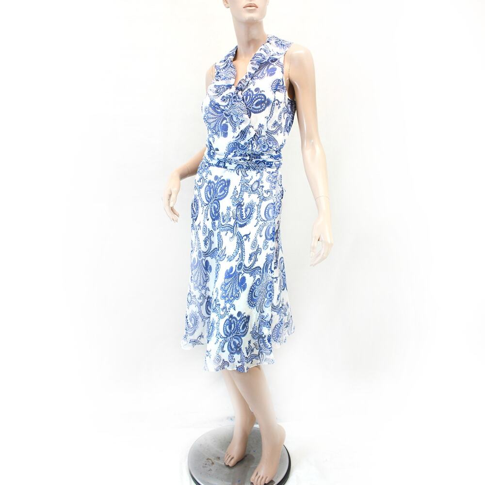 Lauren Ralph Lauren Wrap Dress Sundress Tie Waist Paisley 100% Silk Size 10